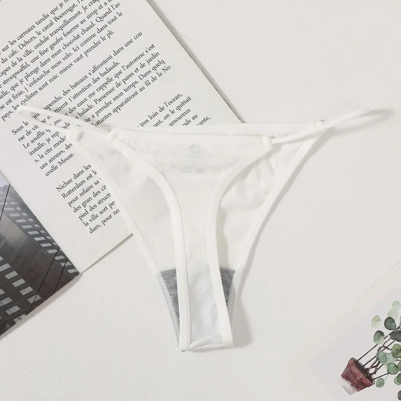 4Pcs/Set Women G-String Sexy Low Waist Bikini T-back Sexy Lingerie Low Rise Thongs Female High Leg Cut Underwear